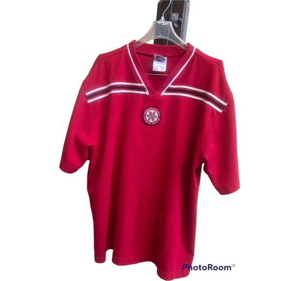 Nebraska Cornhuskers Red V Neck Short Sleeve Mens Size Large Huskers Shirt - Picture 1 of 11